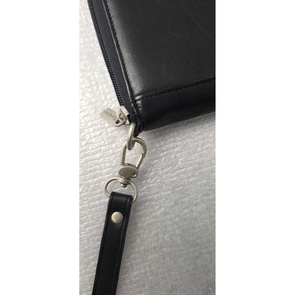 Brookstone Travel Wallet Soft Black Nappa Leather For Passport Air Tickets Cards